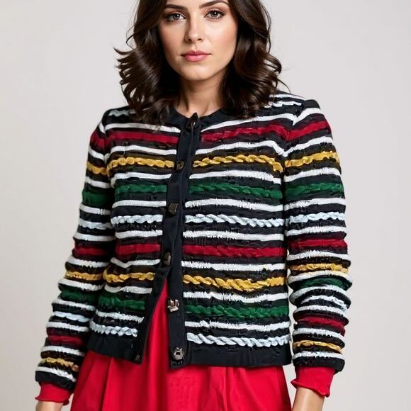 La Ligne x Target Multicolor Striped Cardigan Sweater XS NWOT Textured Knit - Picture 1 of 8